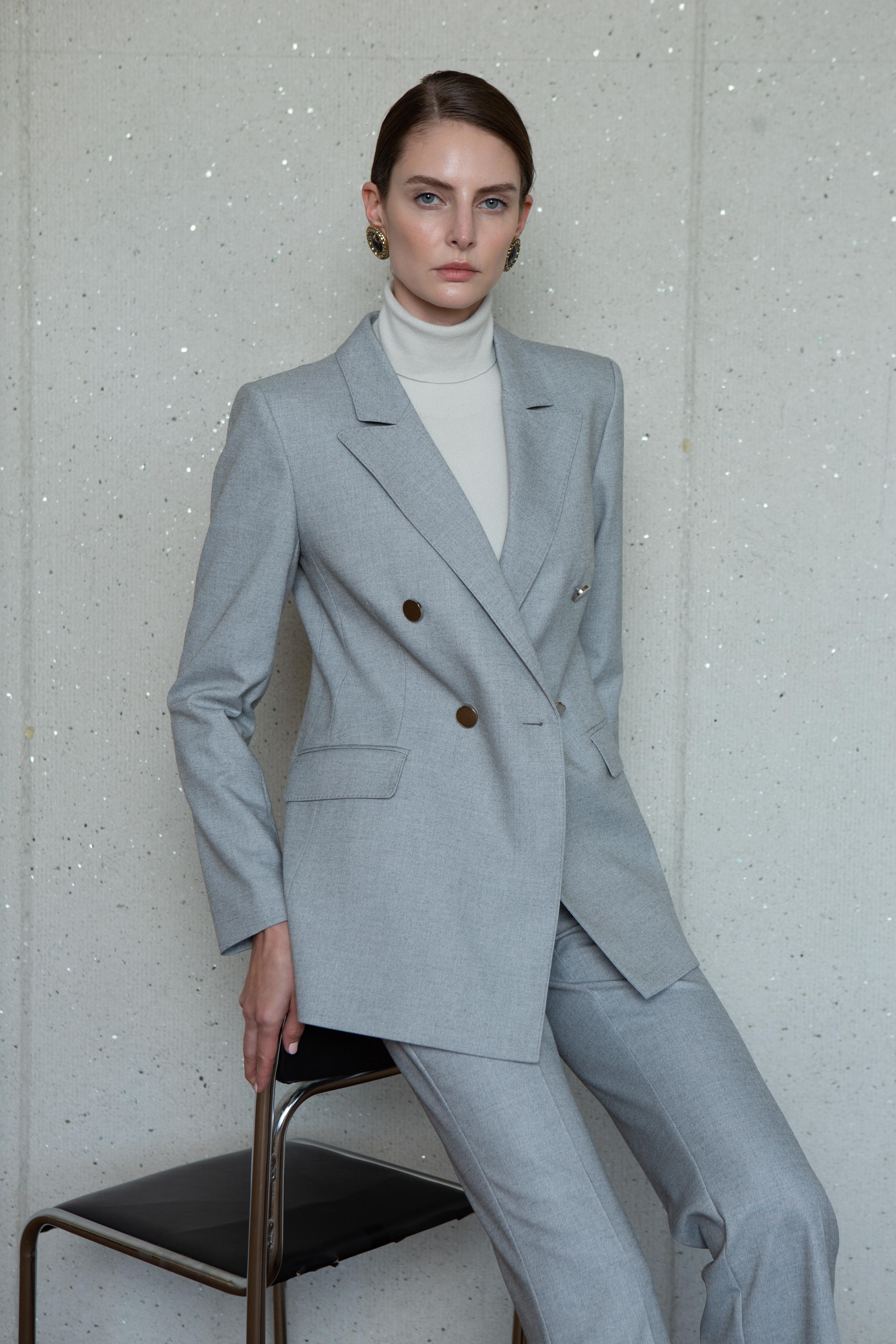 DOUBLE BREASTED BLAZER WITH SILVER BUTTONS