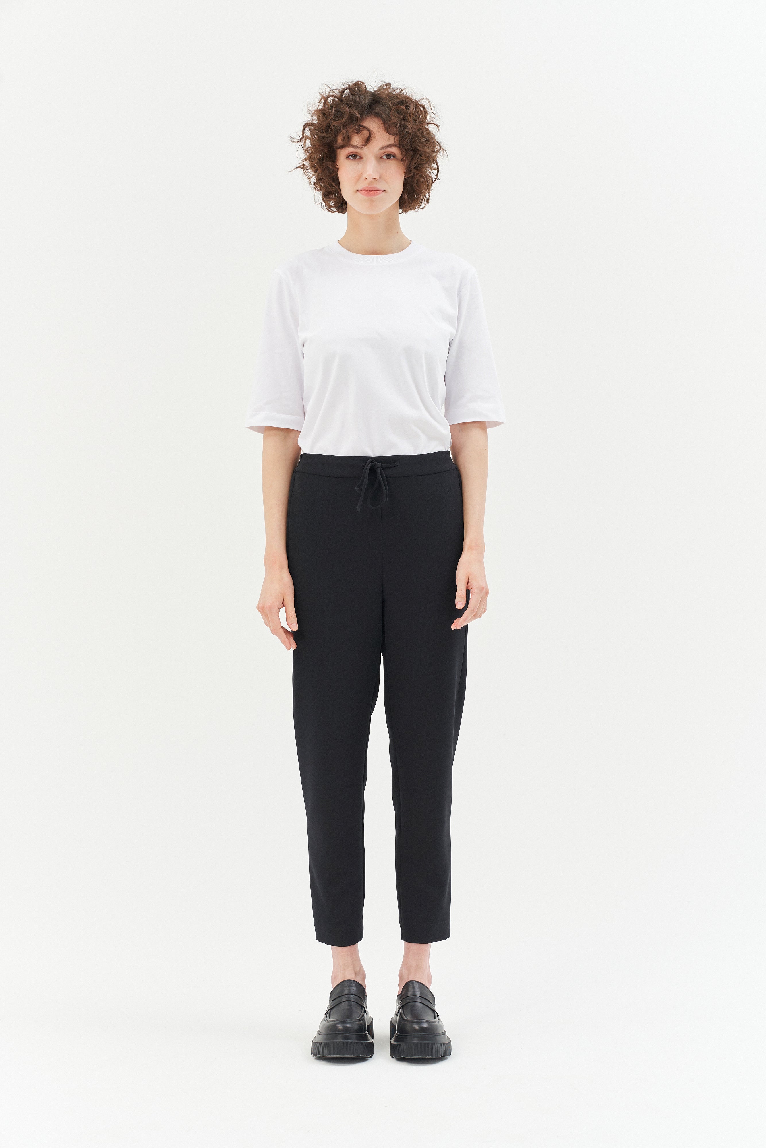 PULL-ON STYLE BLACK TROUSERS WITH LACES