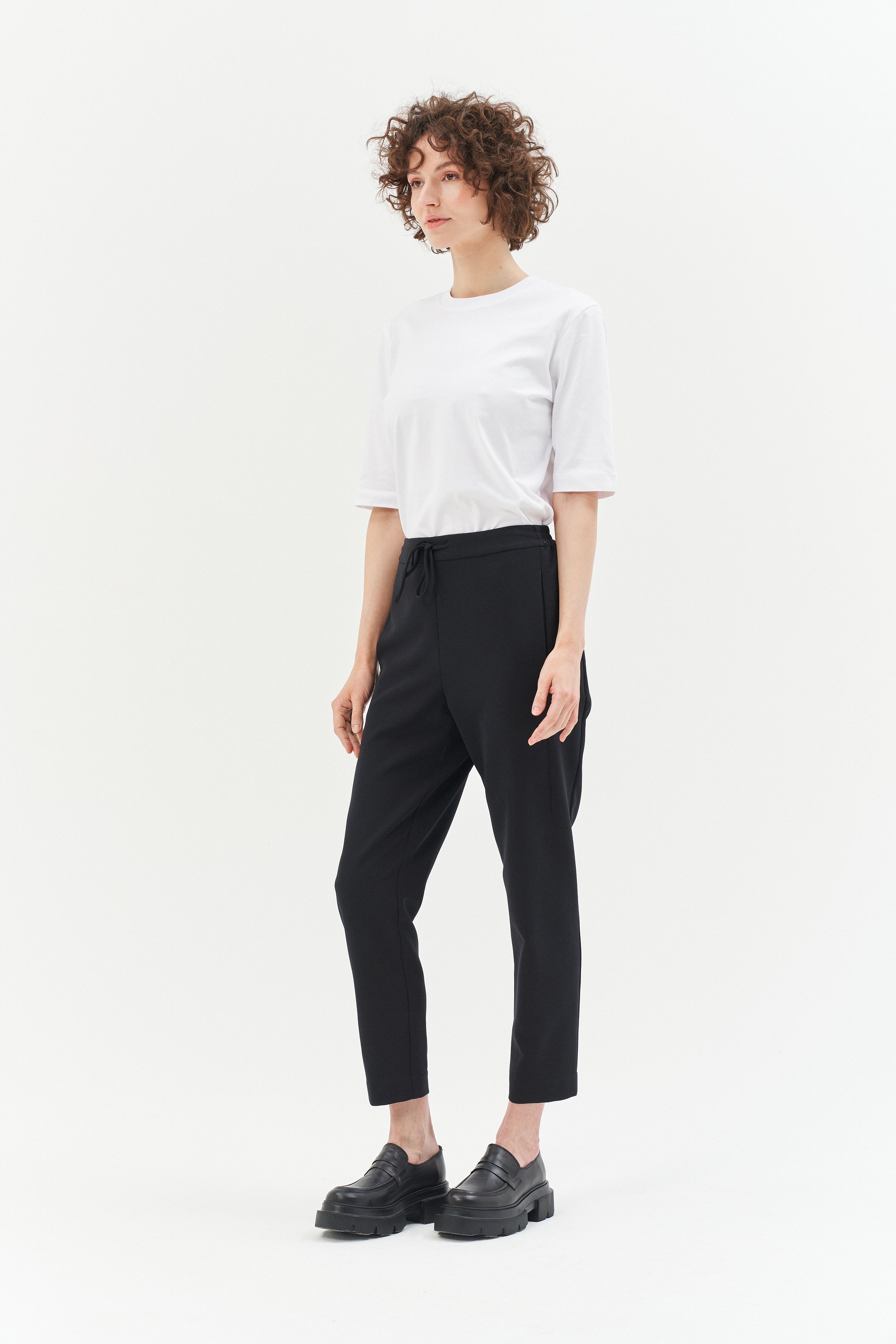 PULL-ON STYLE BLACK TROUSERS WITH LACES