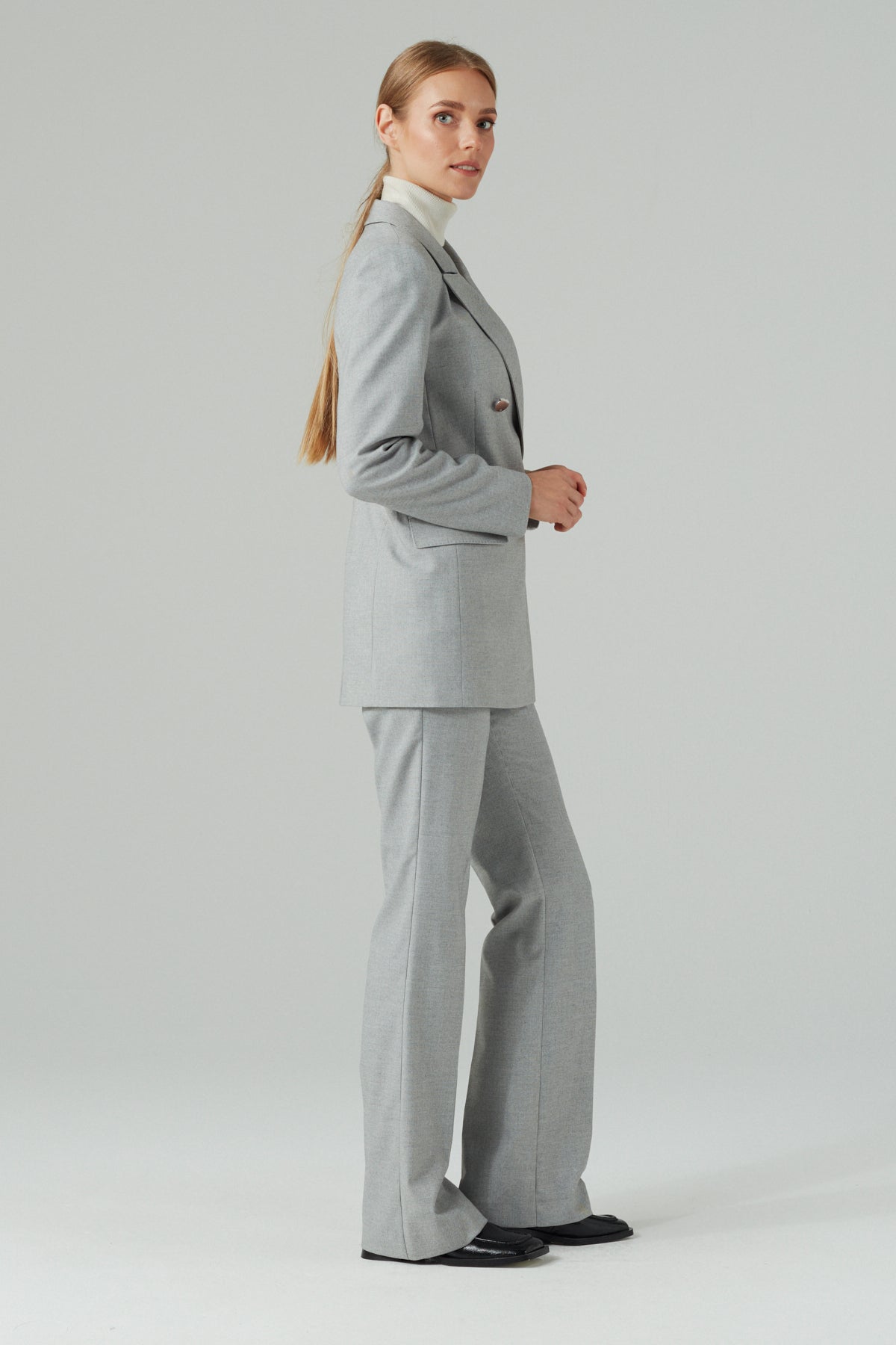 Grey Flare Trousers