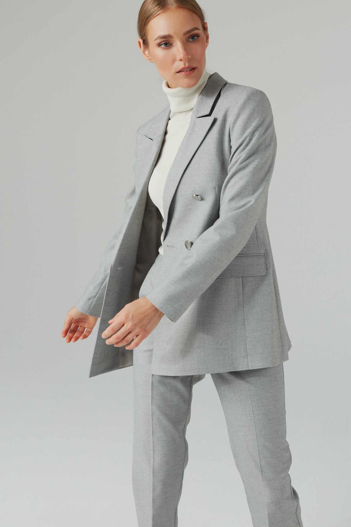 DOUBLE BREASTED BLAZER WITH SILVER BUTTONS