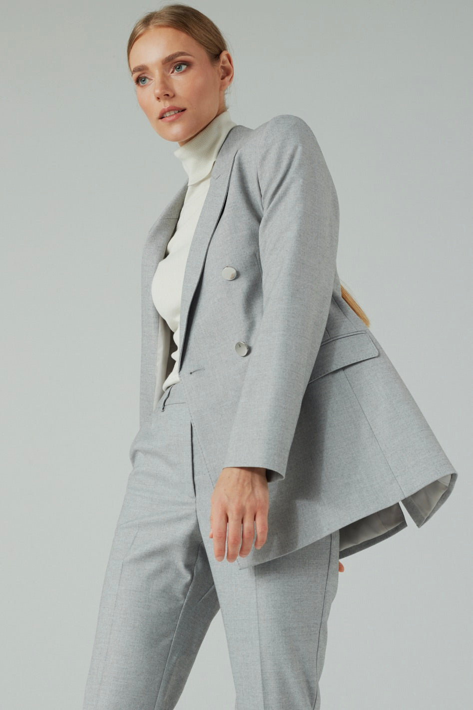 DOUBLE BREASTED BLAZER WITH SILVER BUTTONS