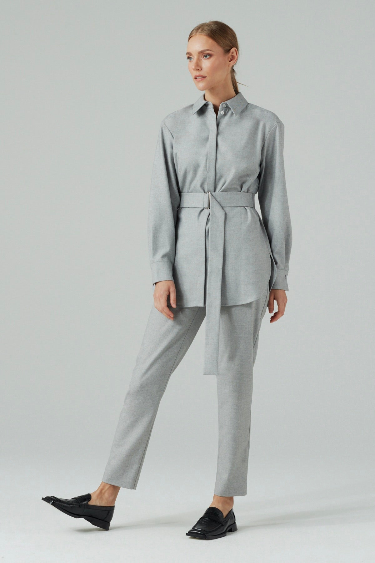 SLIM STRAIGHT TROUSERS GREY