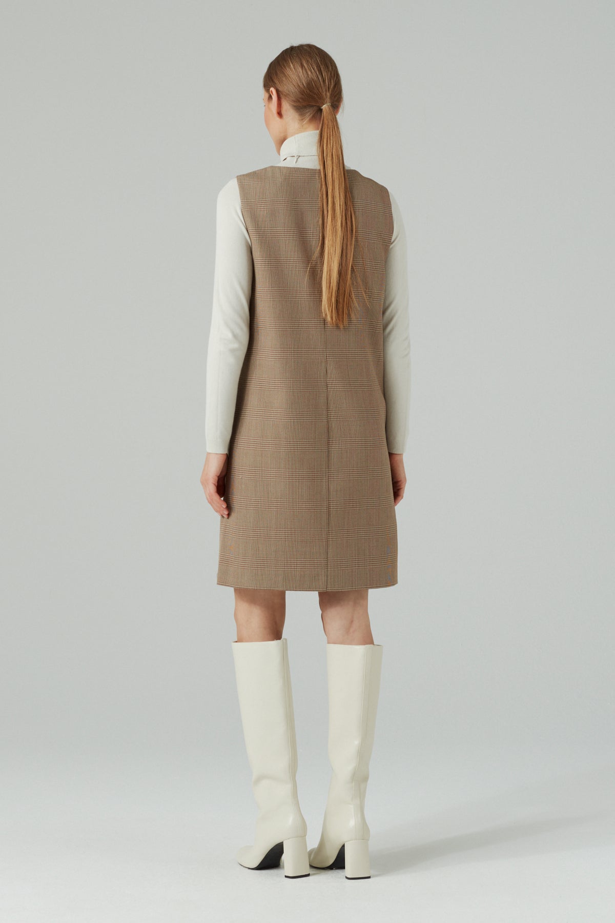 V-Neck Midi Wool Dress