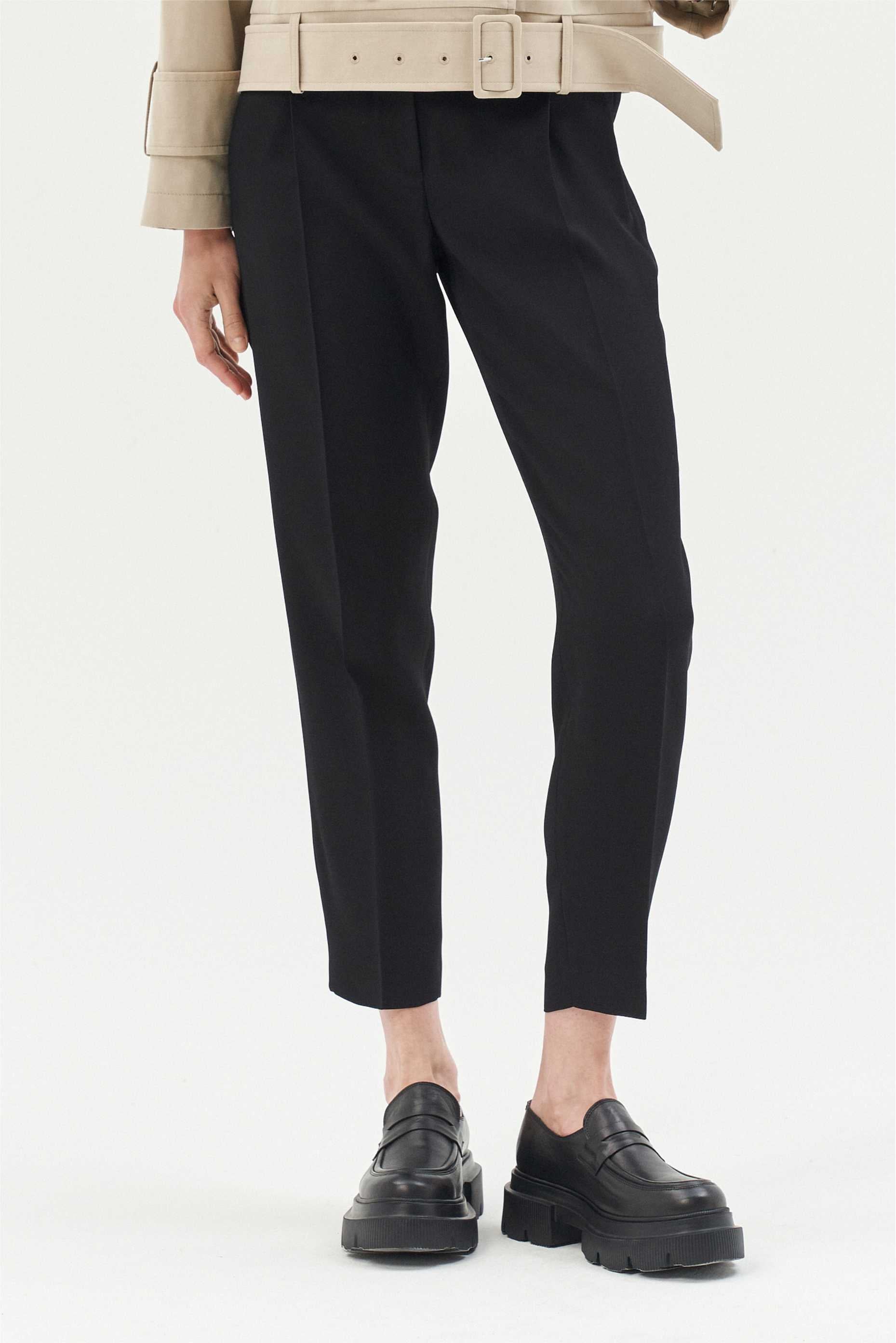 PLEAT FRONT TAPERED 7/8 VISCOSE TROUSERS