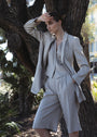 PINSTRIPE LINEN BLEND SINGLE-BREASTED BLAZER
