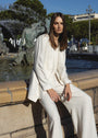 ECRU BLAZER WITH ASYMMETRIC FASTENING AND LINEN