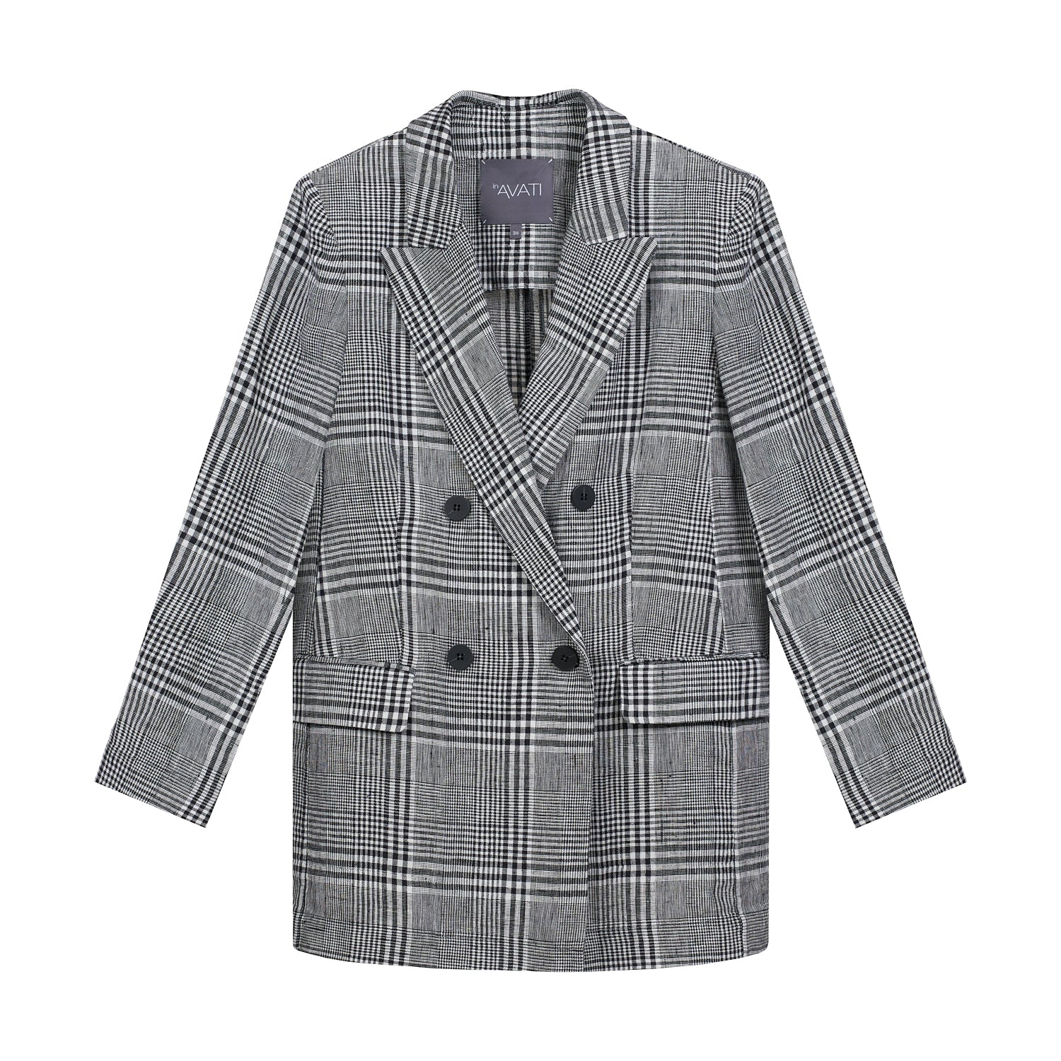 UNLINED LINEN CHECKERED BLAZER