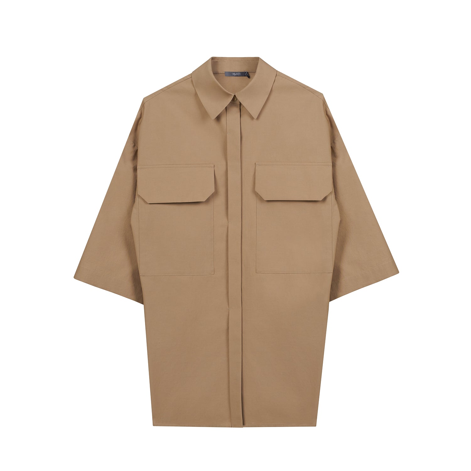 OVERSIZED SHORT SLEEVE SAND-COLORED SHIRT