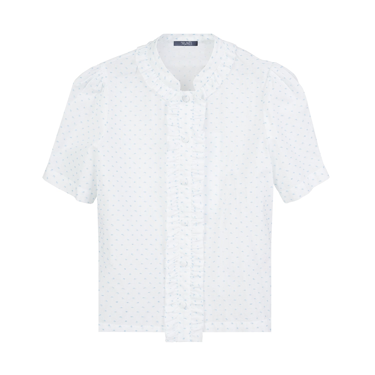 WHITE SHORT SLEEVE SHIRT WITH RUFFLES