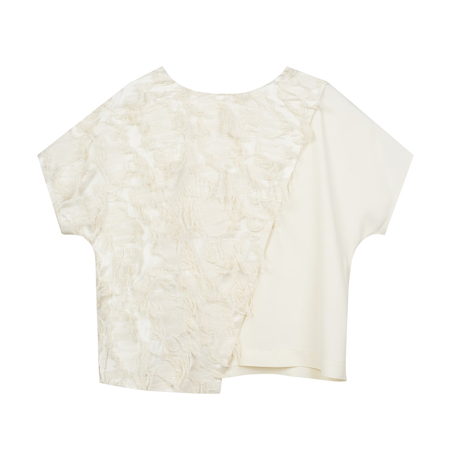 MILK-SHADE BLOUSE WITH ASYMMETRICAL APPLIQUE