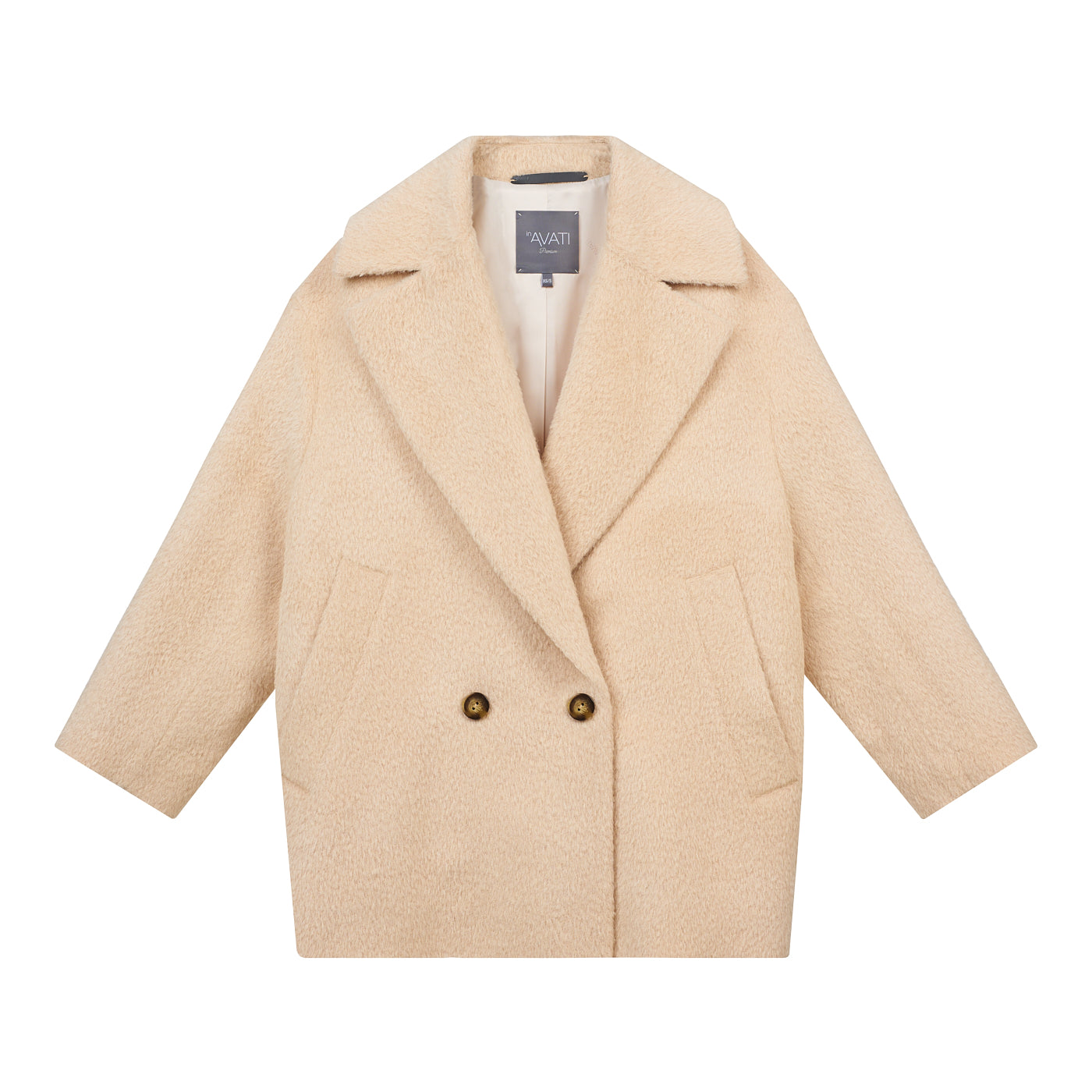 OVERSIZED BEIGE COAT WITH ALPACA
