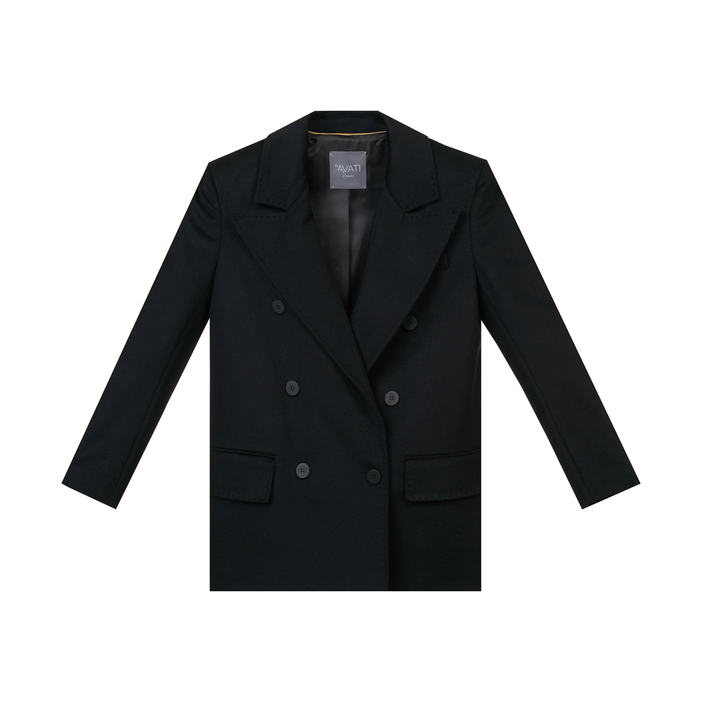 DOUBLE-BREASTED SHORT WOOL COAT IN BLACK