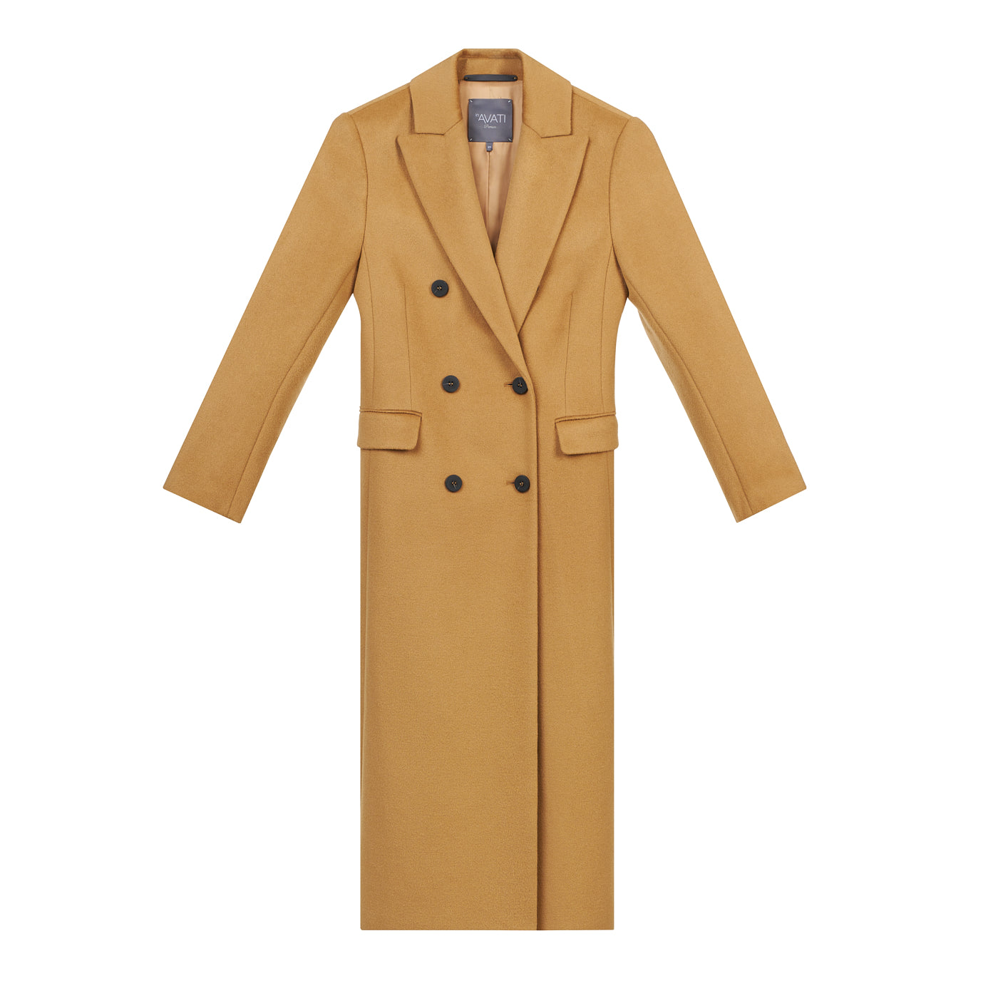 LONG FITTED CAMEL WOOL COAT