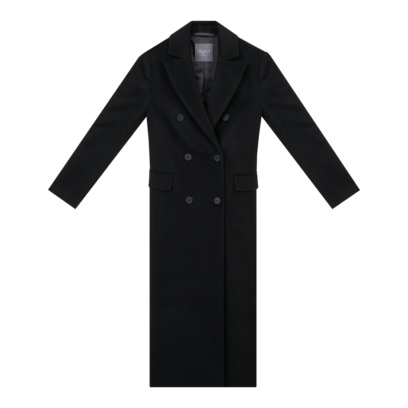 LONG FITTED BLACK COAT WITH ANGORA WOOL – InAvati