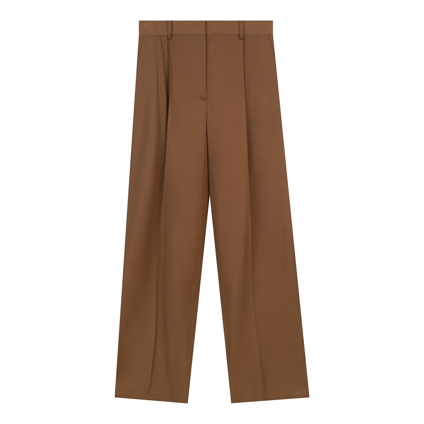 WIDE-LEG TROUSERS IN NUT BROWN