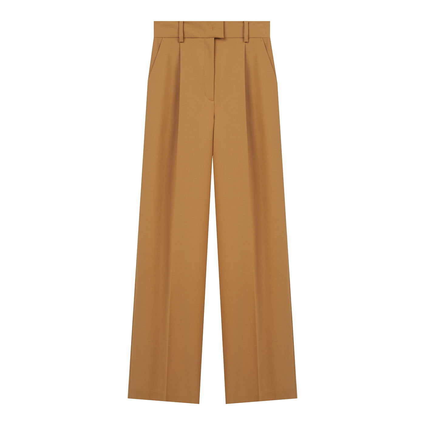 CAMEL STRAIGHT-LEG TROUSERS