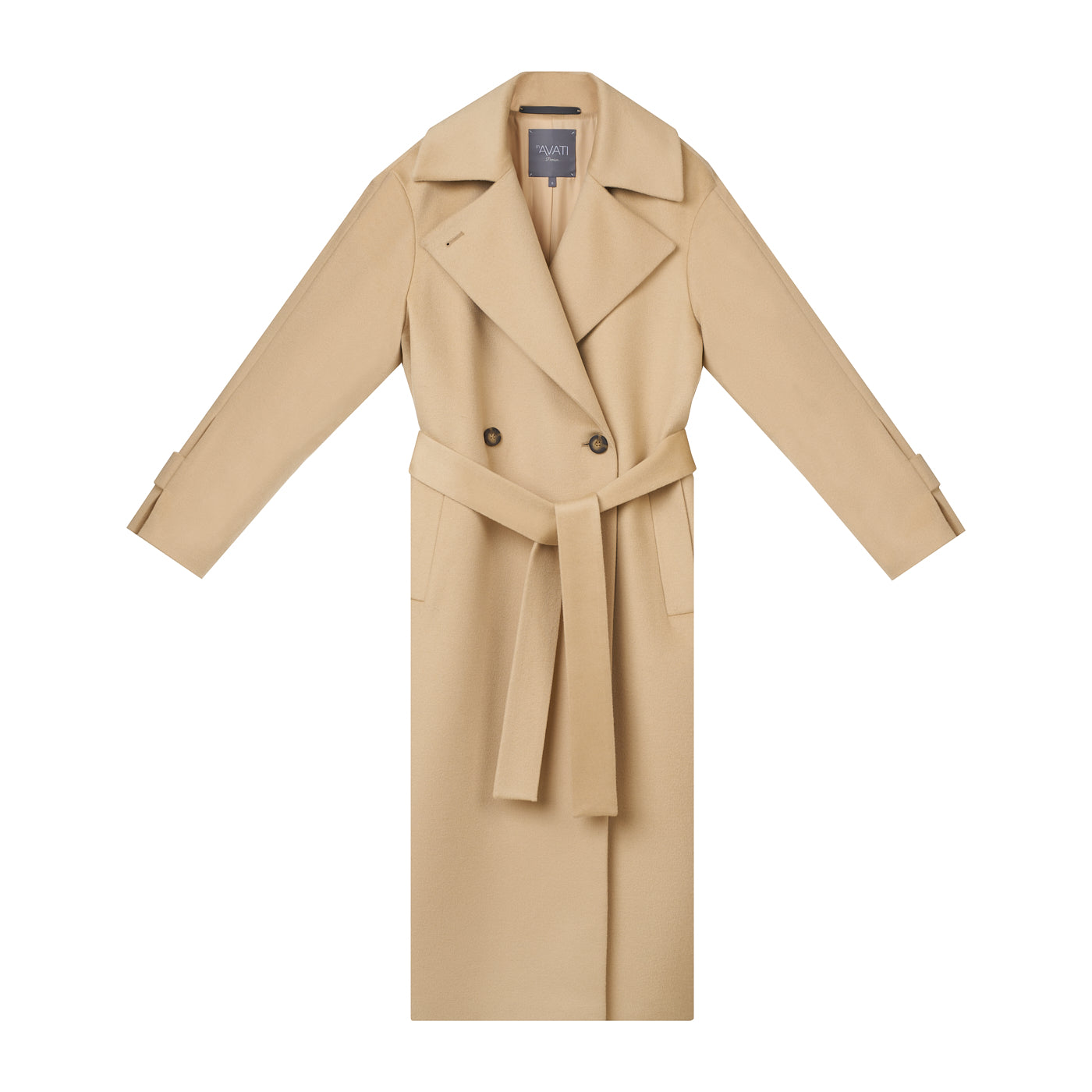 DOUBLE-BREASTED WOOL COAT IN BEIGE