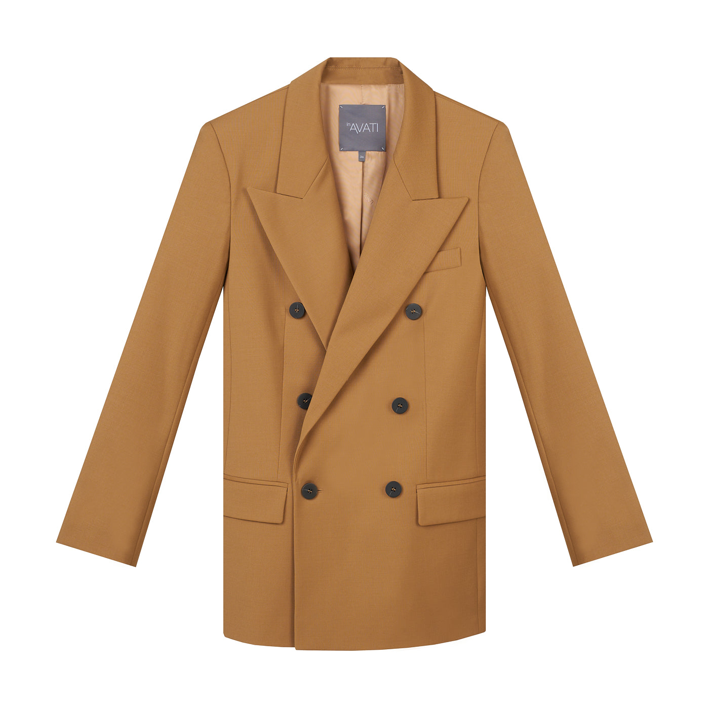 DOUBLE-BREASTED CAMEL BLAZER