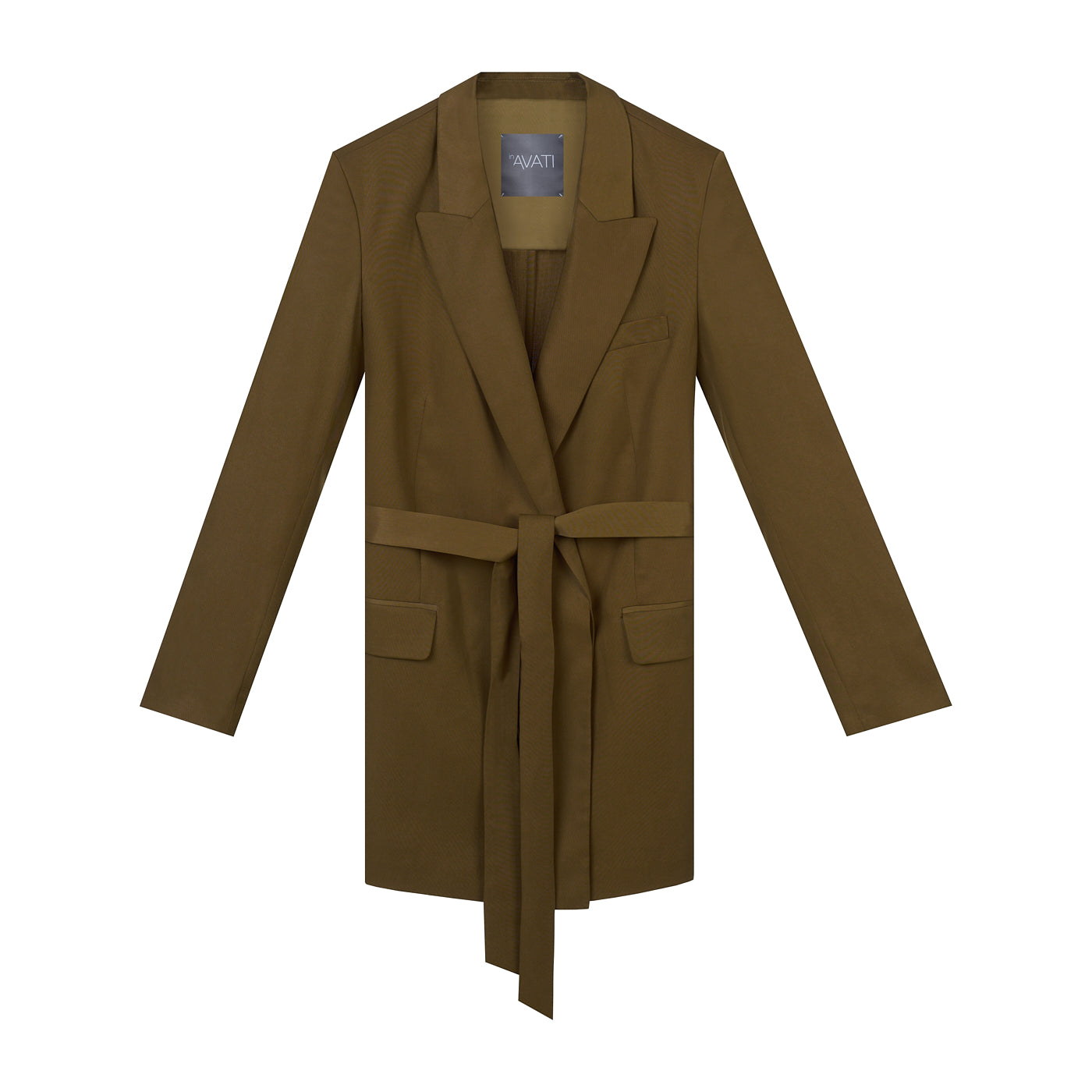 BELTED BLAZER IN NUT BROWN