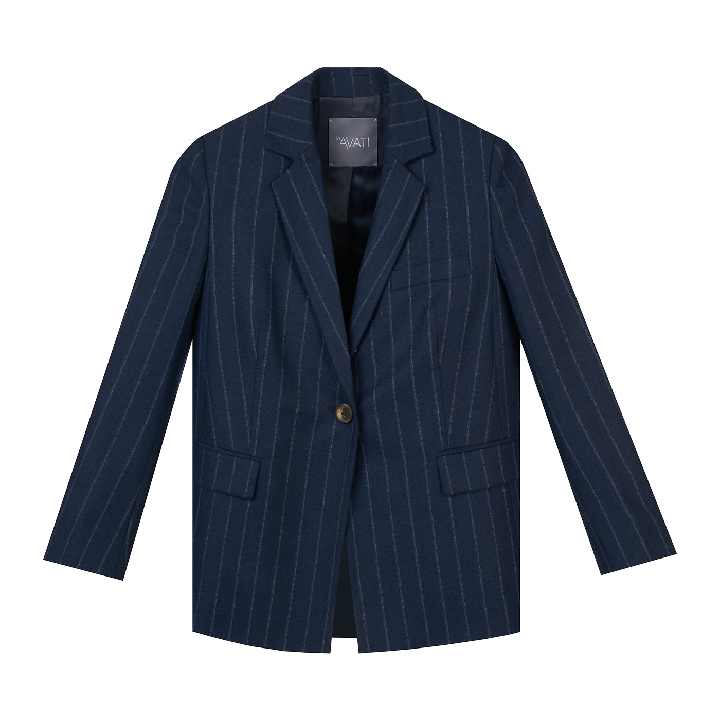 NAVY WOOL PINSTRIPE BLAZER