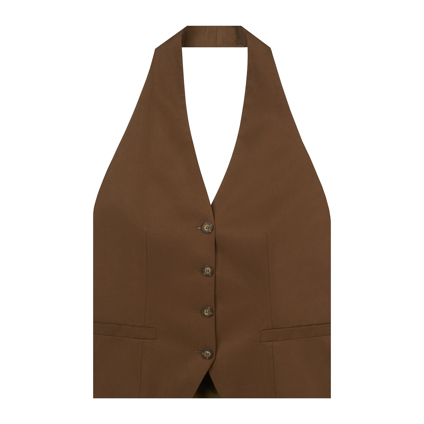HALTER NECK VEST IN NUT BROWN