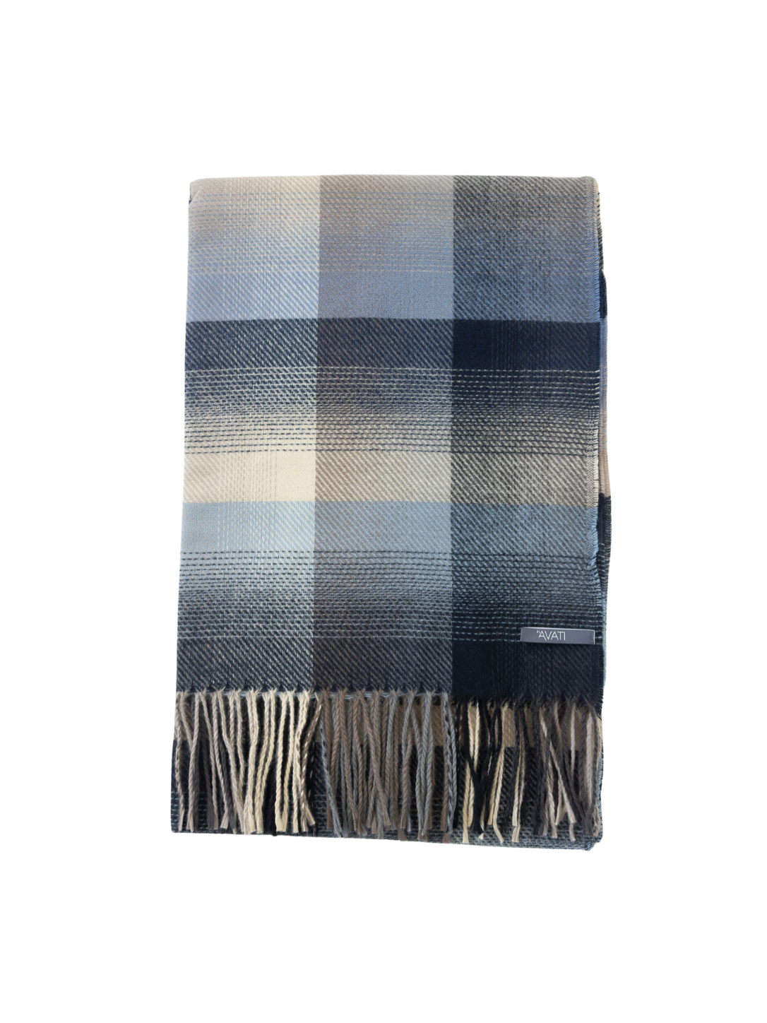 BLUE-TONED CHECKED WOOL-BLEND SCARF