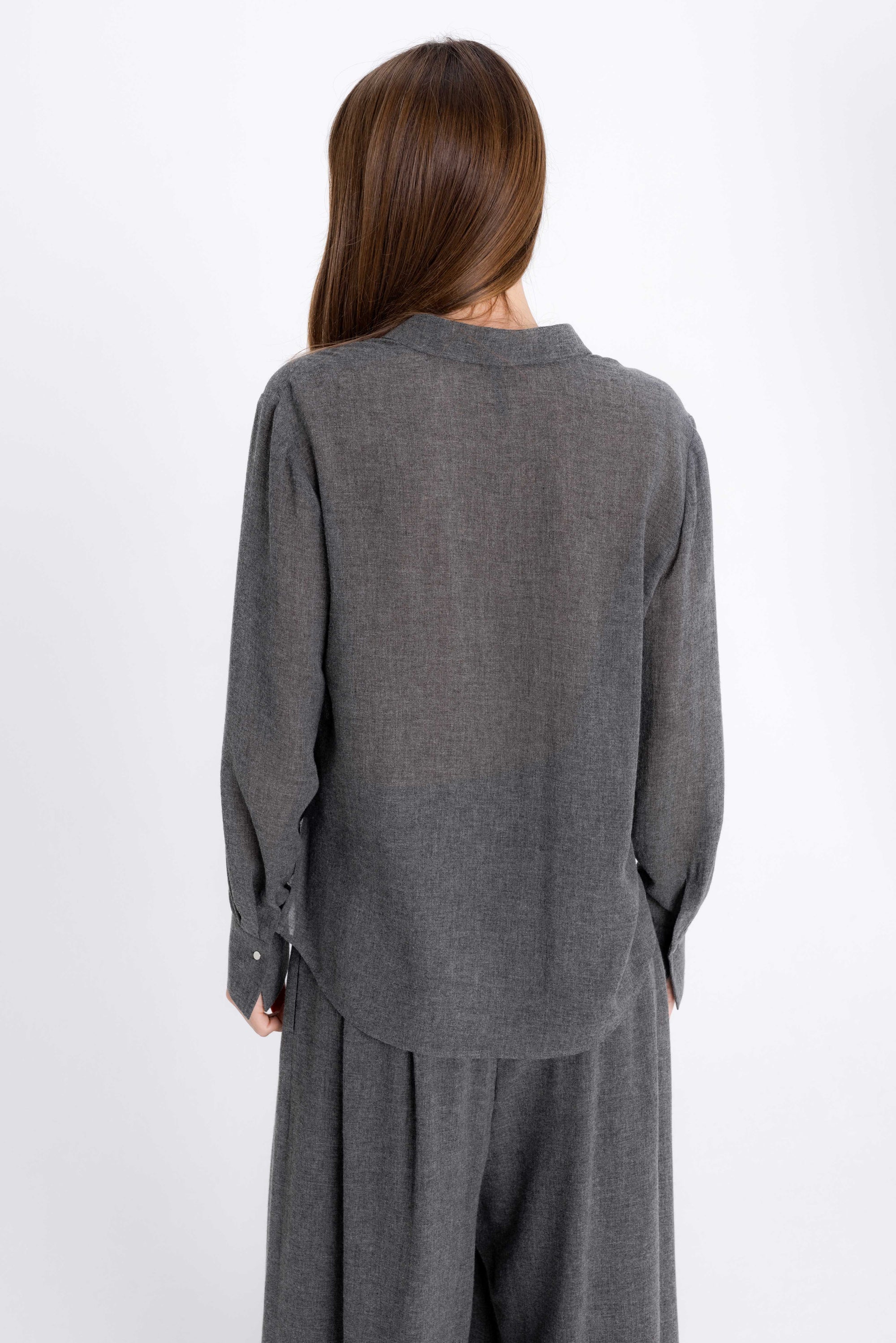 V-NECK GREY BLOUSE WITH WOOL