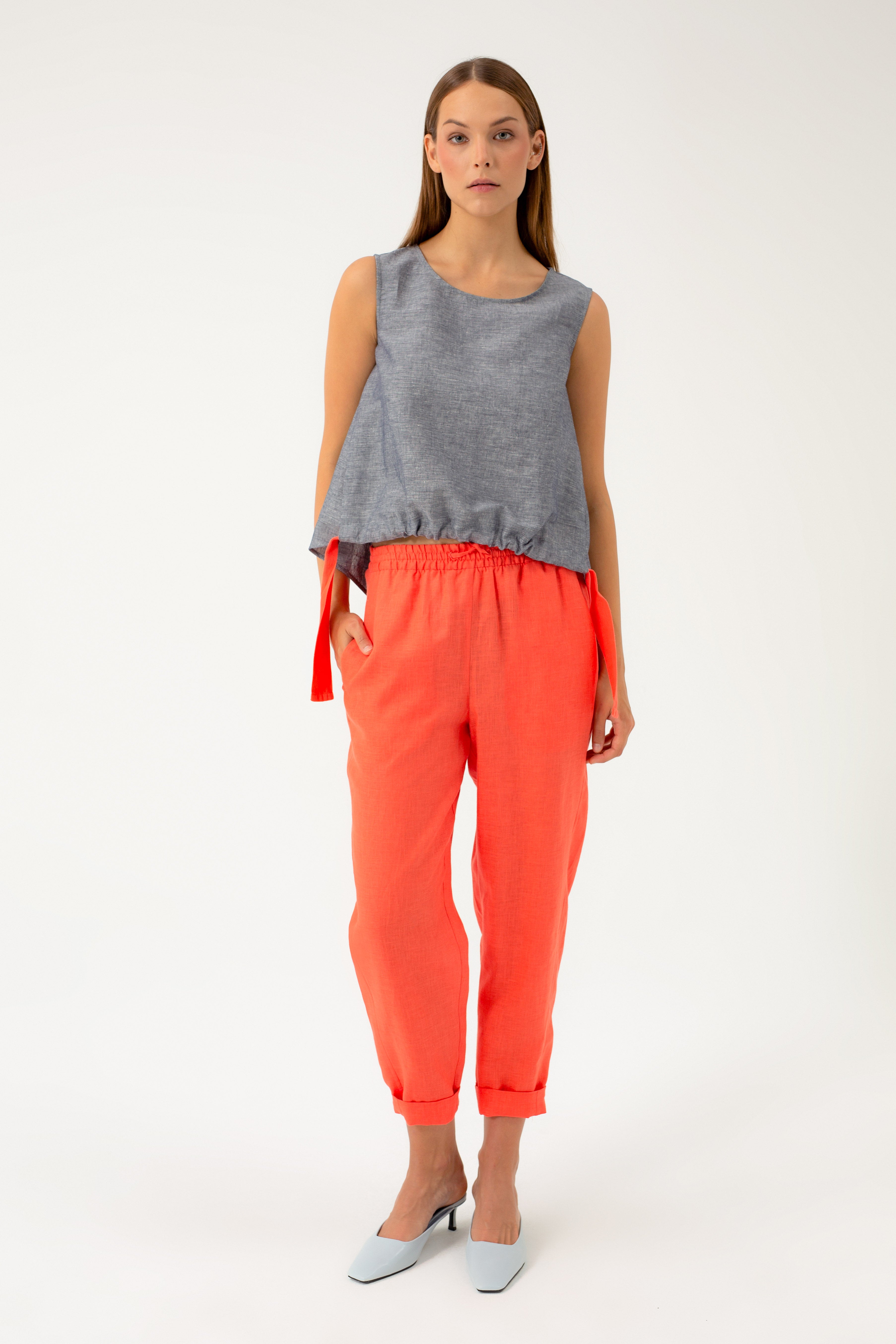 BERANKOVĖ MĖLYNO MELANŽO PALAIDINĖ SU LINU