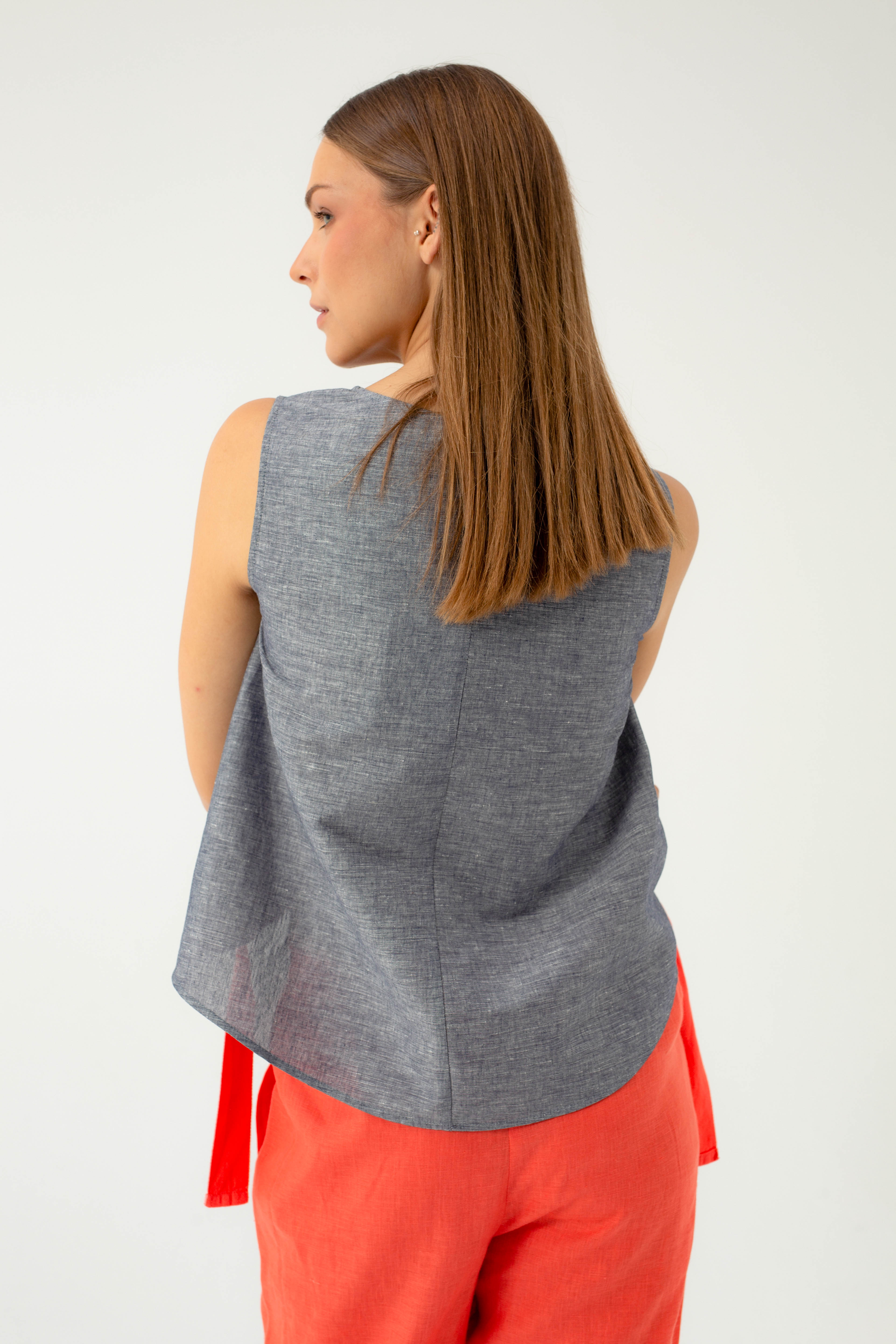 BERANKOVĖ MĖLYNO MELANŽO PALAIDINĖ SU LINU