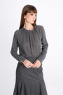 GREY BLOUSE WITH PLEATED FRONT