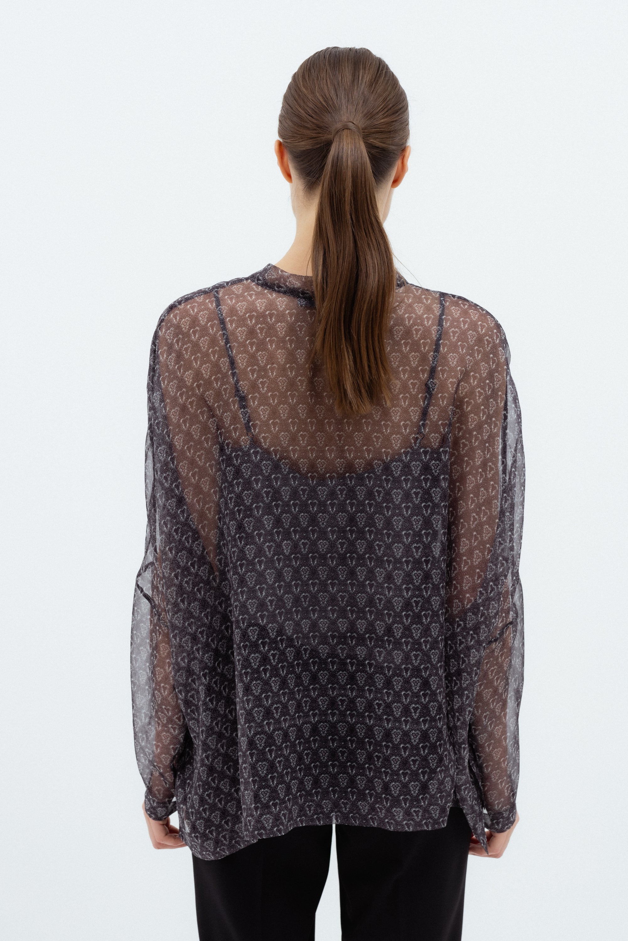 TRANSLUCENT OVERSIZED SILK BLOUSE