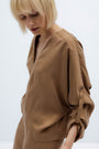 CAMEL BLOUSE WITH KIMONO SLEEVES