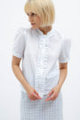 WHITE SHORT SLEEVE SHIRT WITH RUFFLES