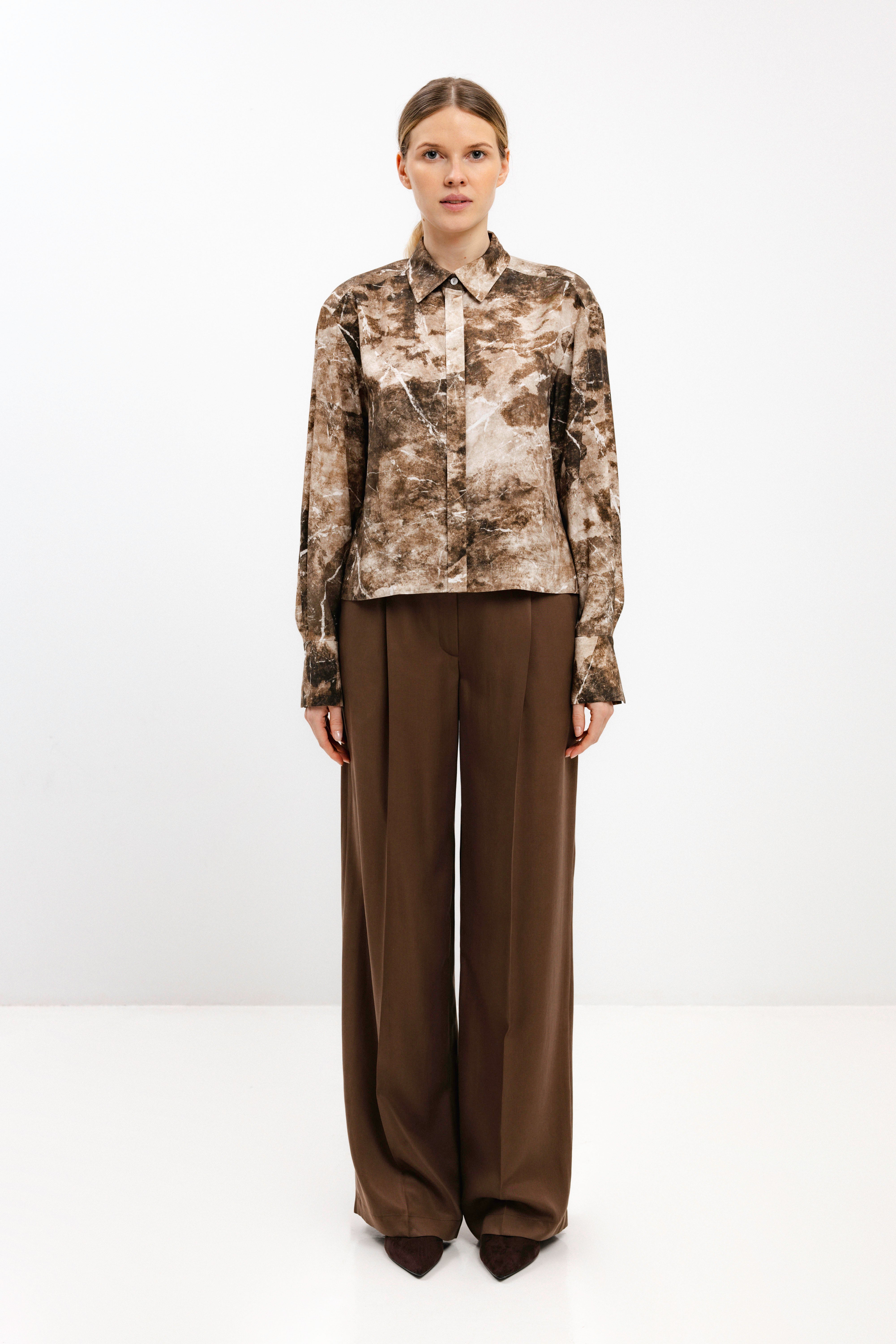 LONG-SLEEVE ABSTRACT PRINT SHIRT