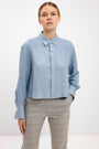 DUST BLUE CROPPED SHIRT