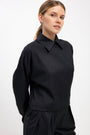 COLLARLESS BLACK NAVY BLOUSE