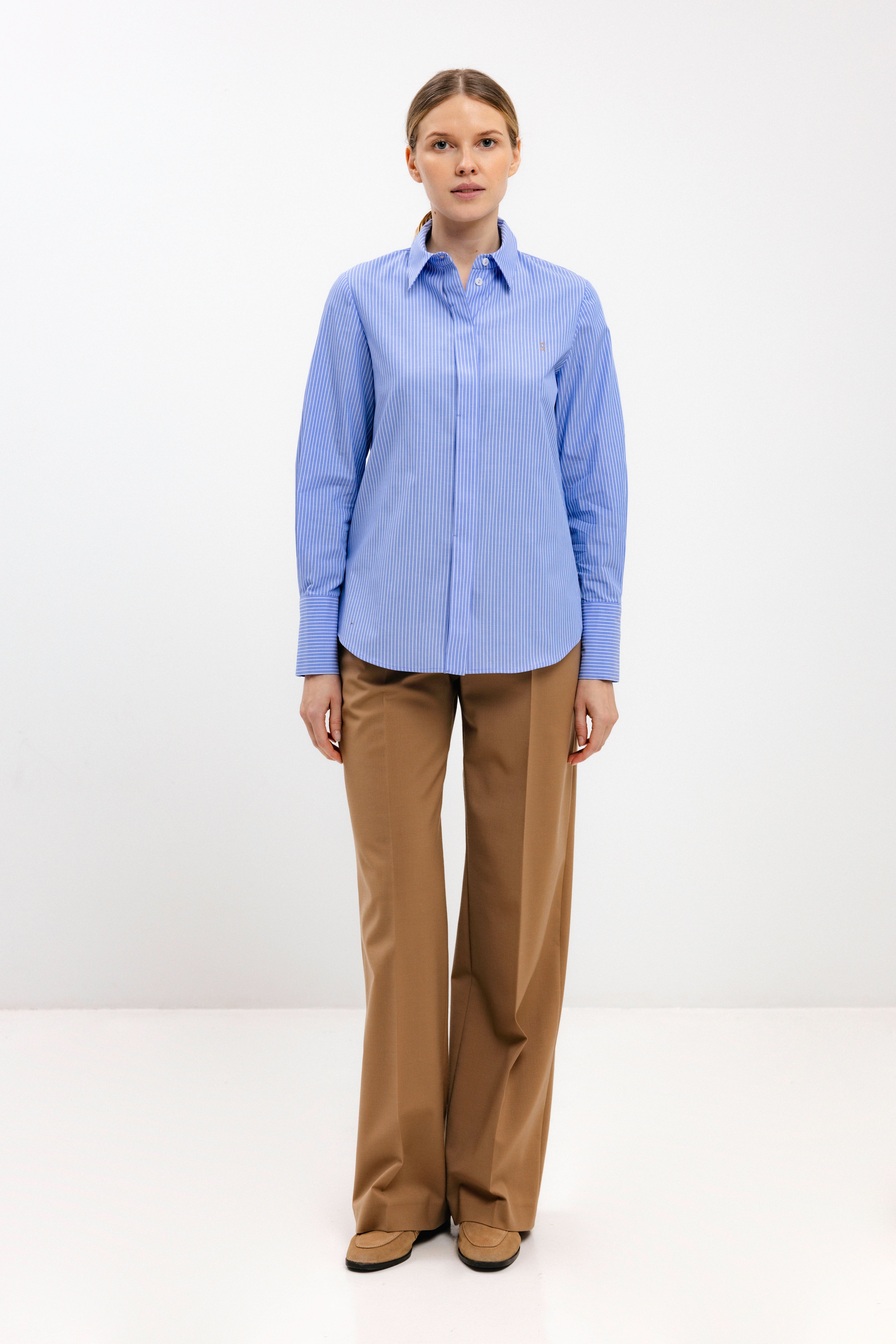 LIGHT BLUE STRIPED COTTON SHIRT