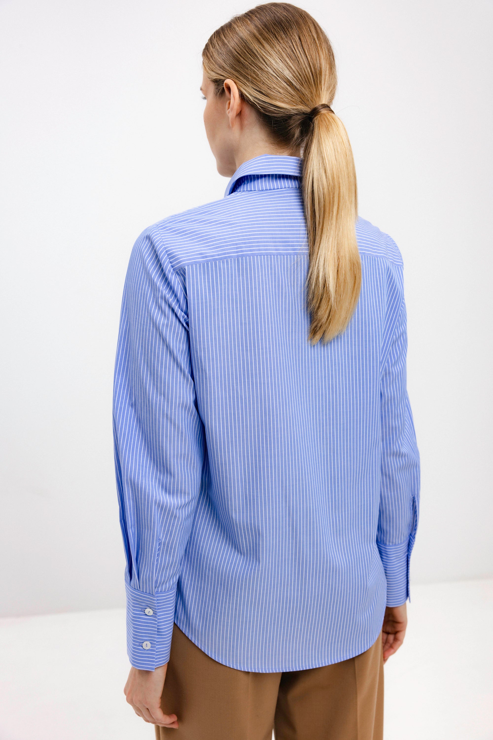 LIGHT BLUE STRIPED COTTON SHIRT