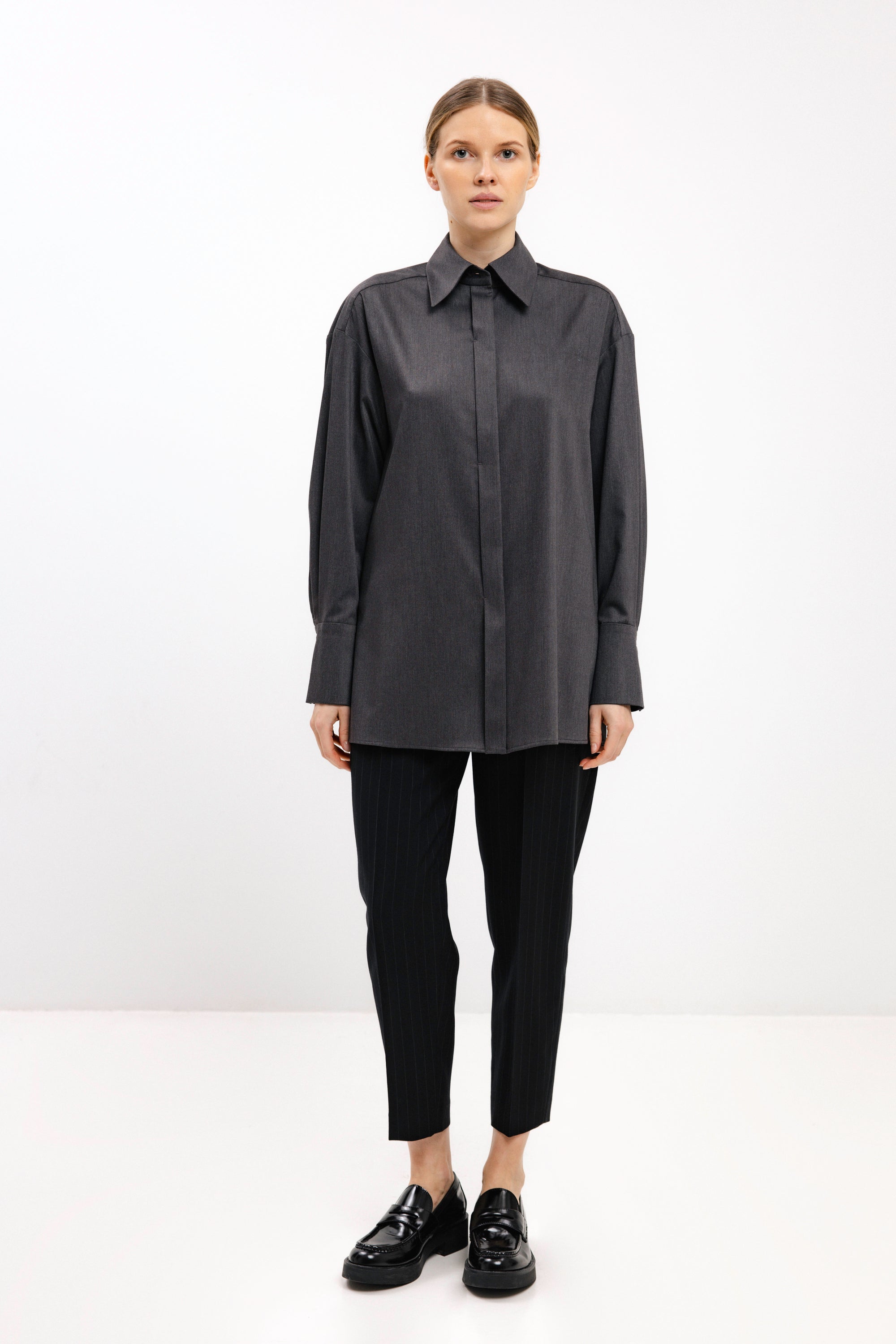 DARK GREY OVERSIZED SHIRT WITH BAMBOO