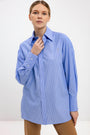 OVERSIZED LIGHT BLUE STRIPED COTTON SHIRT
