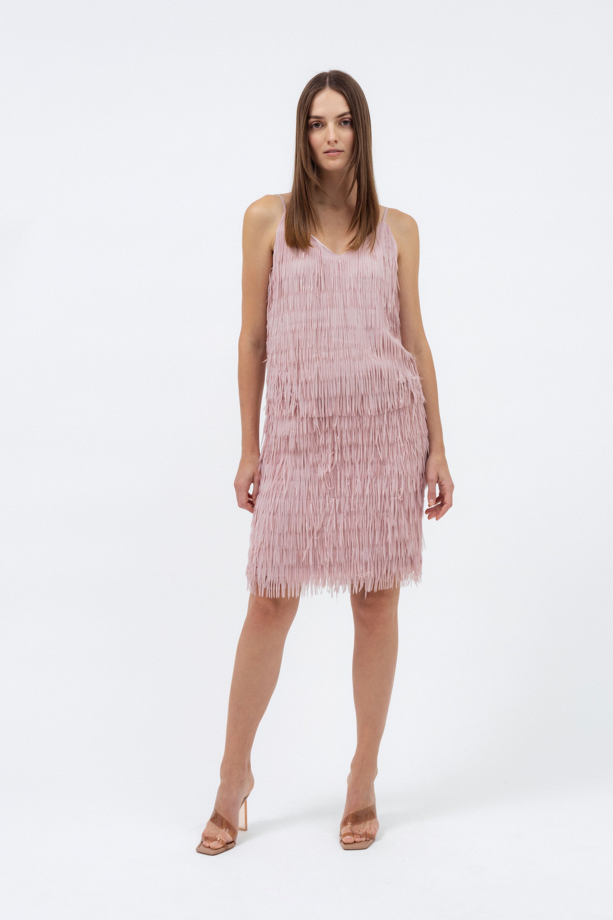ROSE PINK FRINGED CAMISOLE TOP
