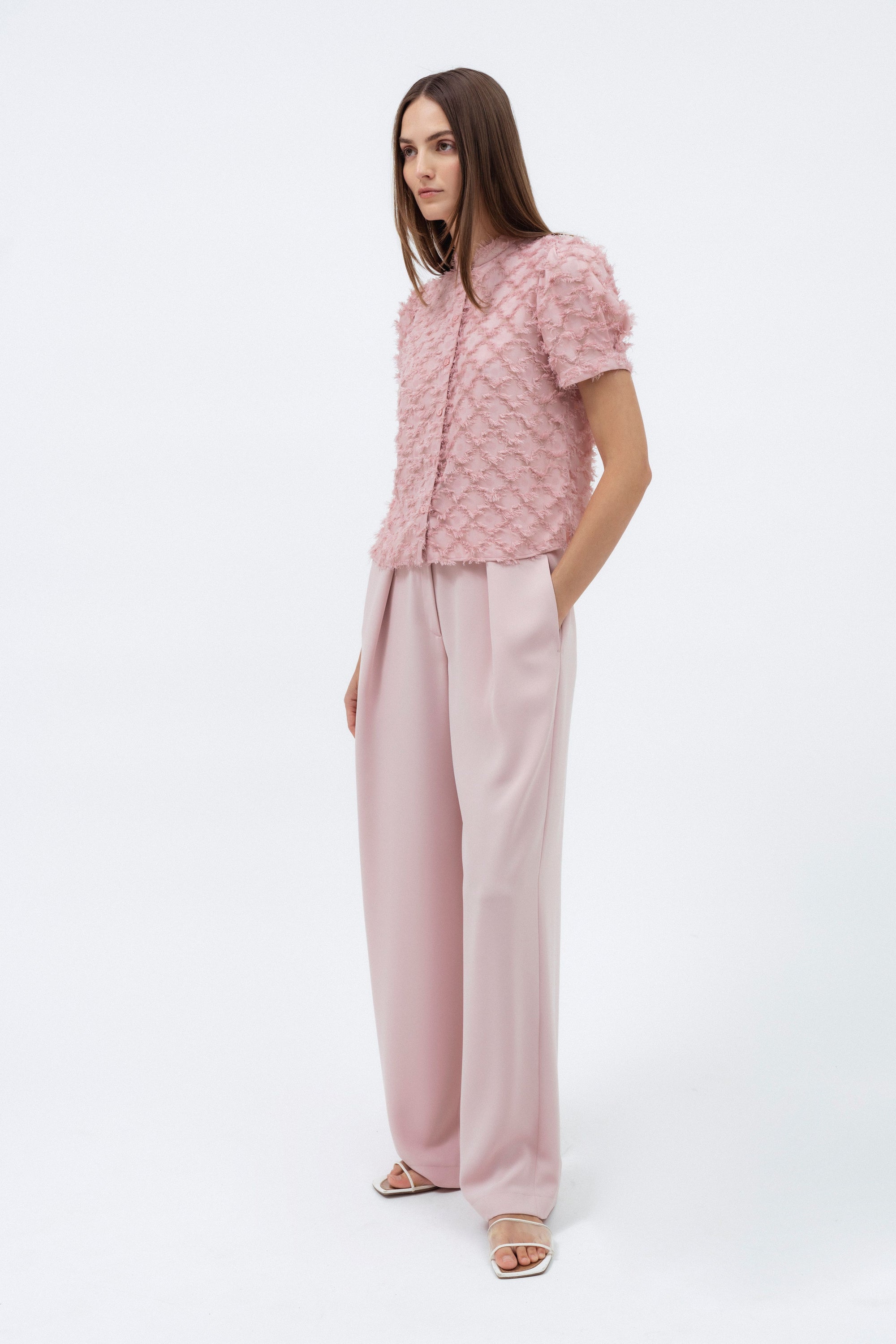 ROSE PINK TEXTURED BLOUSE