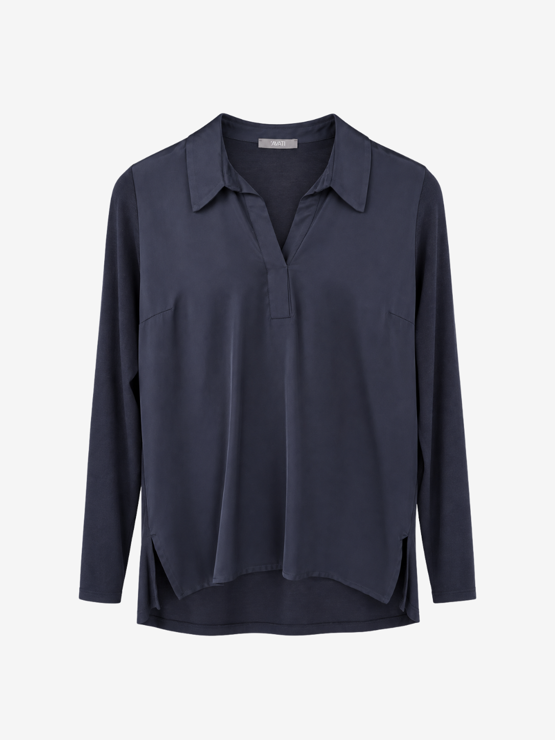 NAVY BLUE BLOUSE WITH V-NECKLINE