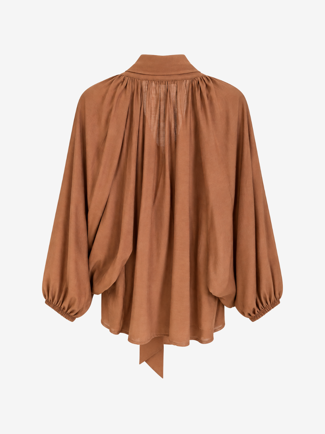 CAMEL BLOUSE WITH TIE-NECK DETAIL