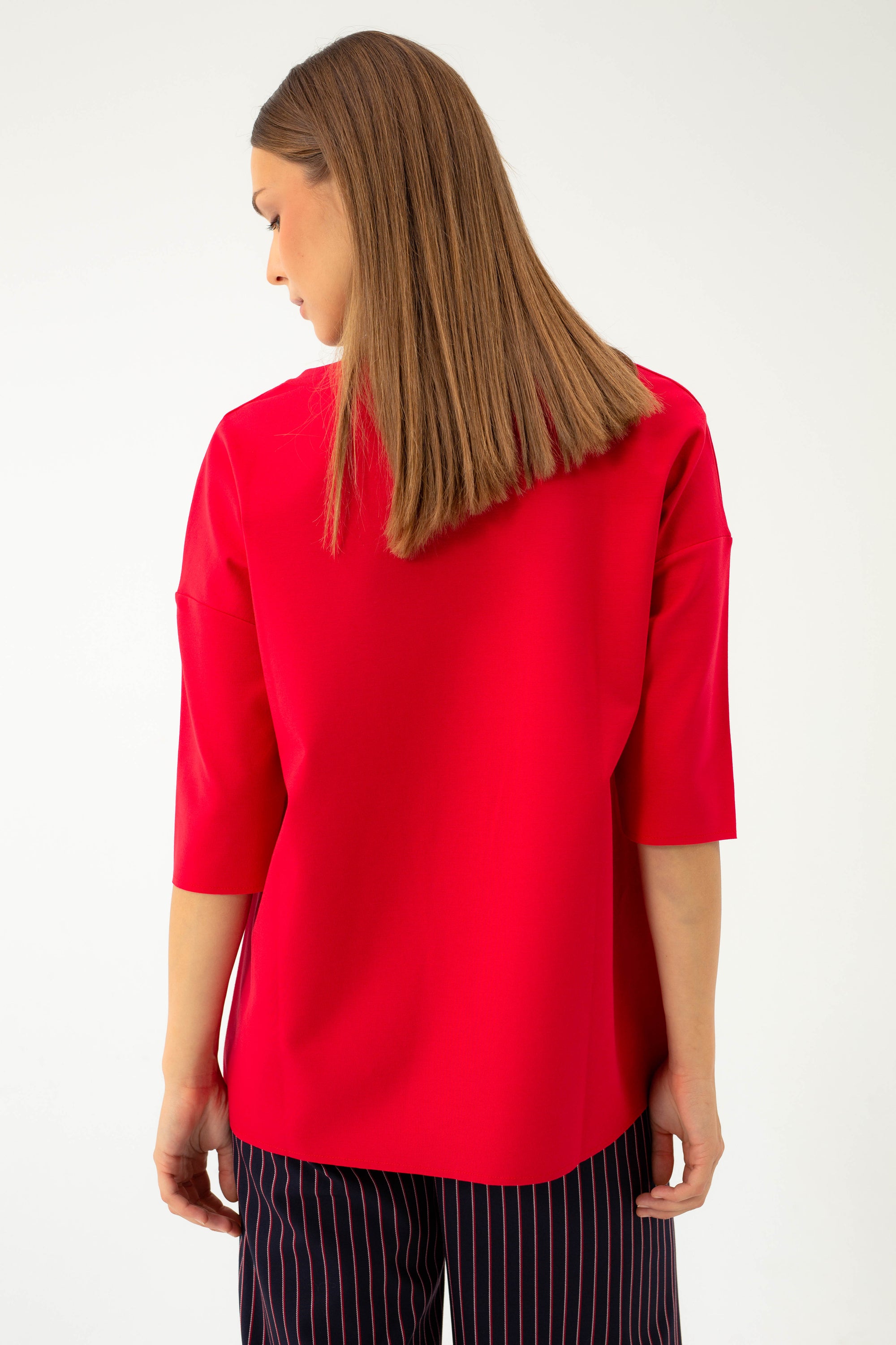 RED 3/4 SLEEVES BLOUSE