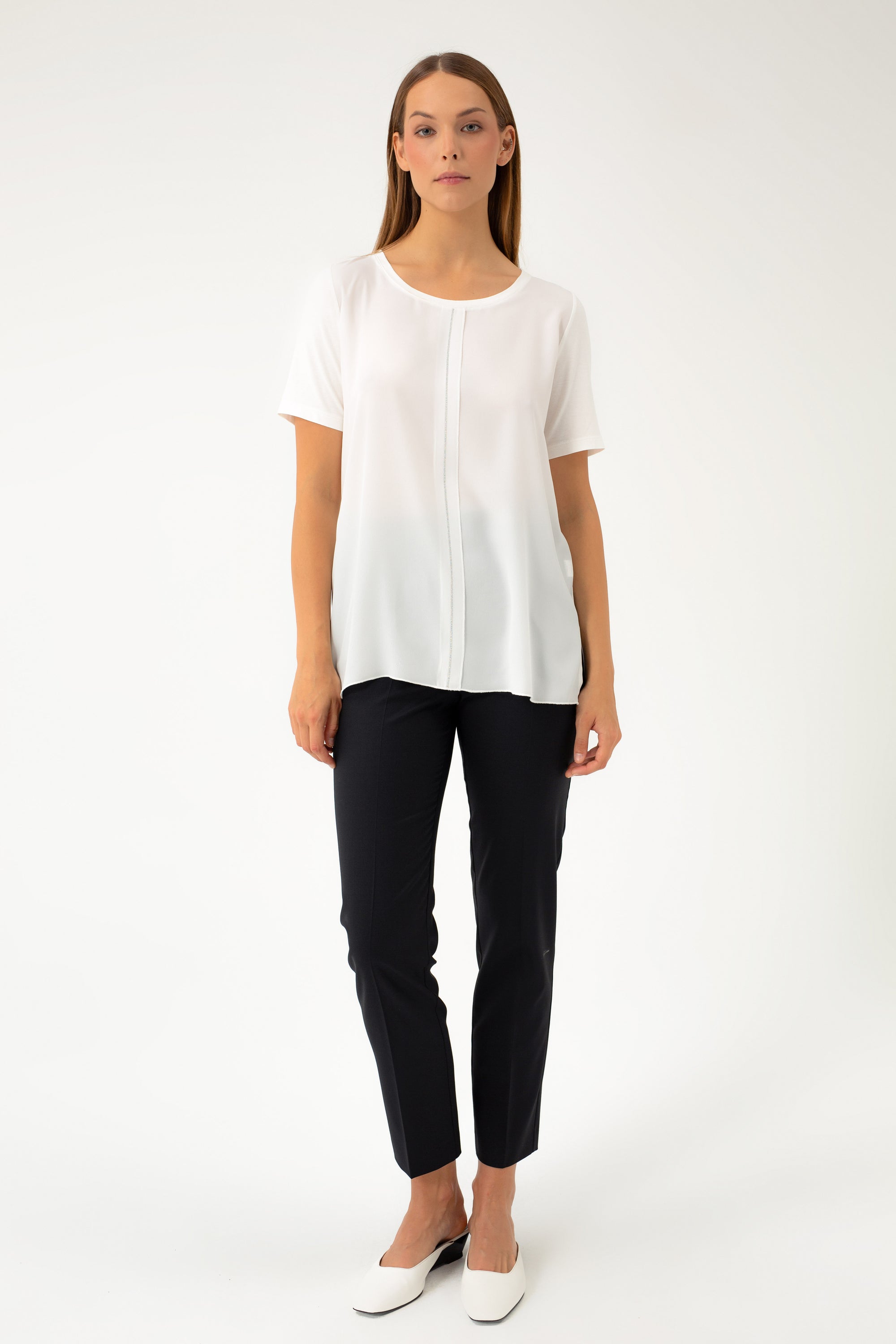 MILK BLOUSE WITH DECORATIVE FRONT