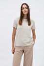 CREW NECK BEIGE STRIPED T-SHIRT