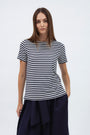 CREW NECK BLACK STRIPED T-SHIRT