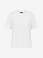 Beige gestreiftes T-Shirt mit Rundhalsausschnitt